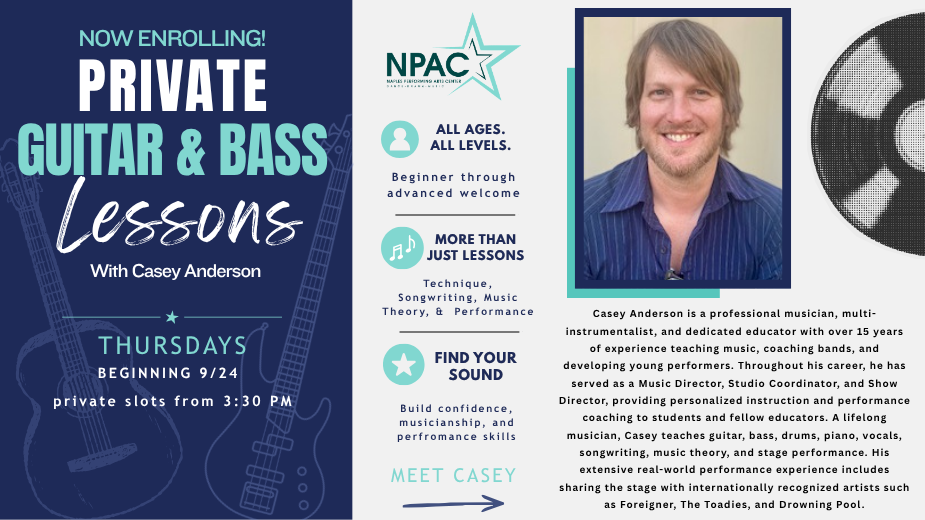 Private Guitar and Bass Lessons with Casey Anderson at NPAC